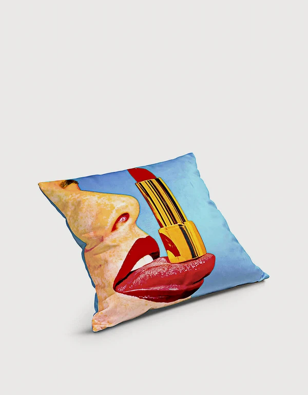 Seletti Tongue Graphic-print Woven Cushion