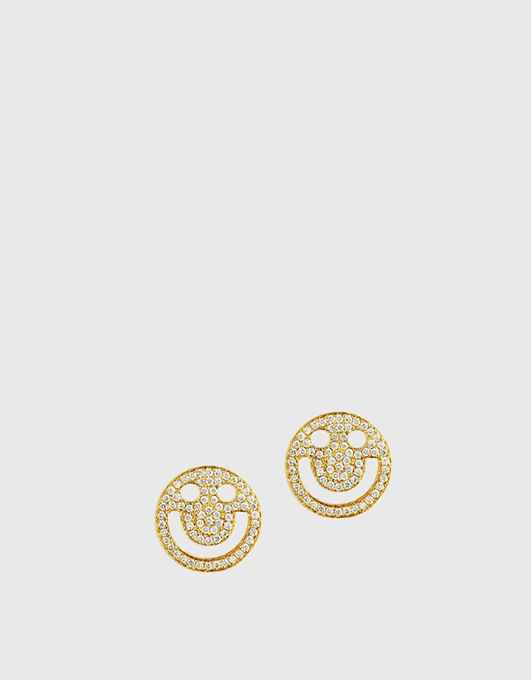 Ruifier Jewelry  FRIENDS Happy Diamond Yellow Gold Studs 