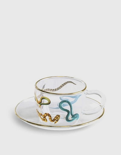 Seletti Wears TOILETPAPER Snakes Printed Glass Coffee Set